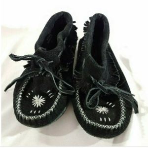 Moccasins Black Suede Ankle Bootie Concho  US 6